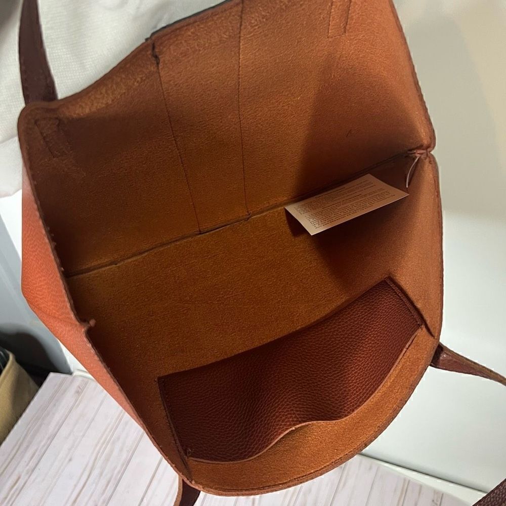 Vince Camuto Brown Black Stripe Vegan Leather Tote Shoulder Bag New! - Picture 5 of 5